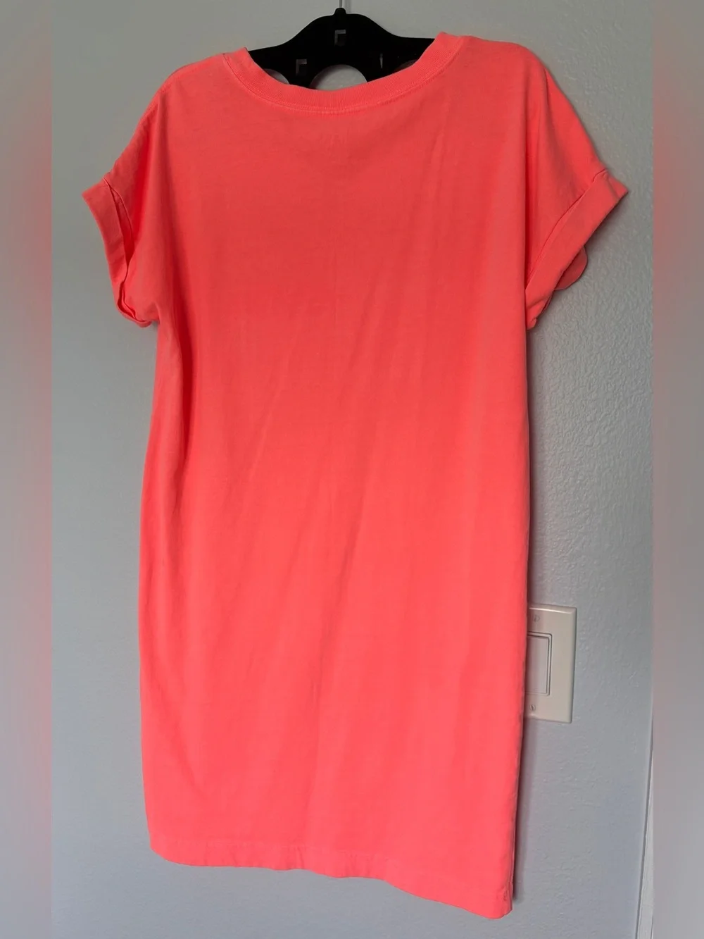 GAP Women Neon Coral T Shirt Dress Short Sleeve Pocket Casual Mini, Size XS